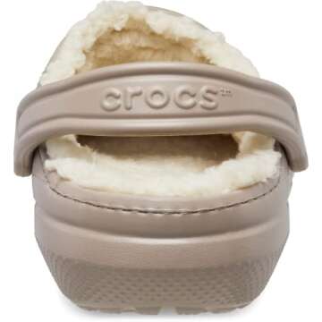 Crocs Unisex Men's and Women's Classic Lined Clog | Fuzzy Slippers, Mushroom/Bone, 12 Women/10 Men