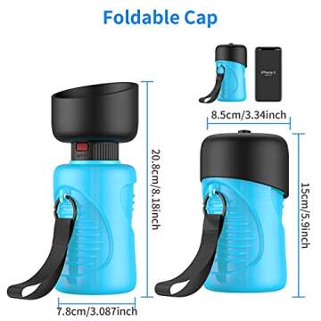 Portable Dog Water Bottle, Foldable Pet Water Bottle for Dog with Water Stop Valve Puppy Travel Walking Hiking Water Bottle, Leak Proof Pet Water Dispenser Lightweight & Convenient for Outdoor(18Oz)