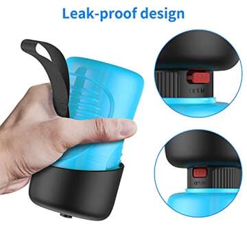 Portable Dog Water Bottle, Foldable Pet Water Bottle for Dog with Water Stop Valve Puppy Travel Walking Hiking Water Bottle, Leak Proof Pet Water Dispenser Lightweight & Convenient for Outdoor(18Oz)