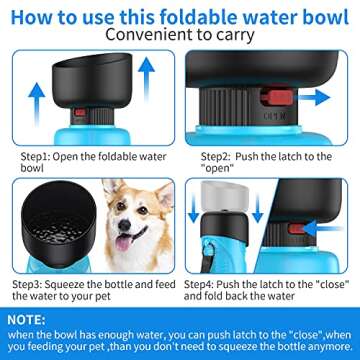 Portable Dog Water Bottle, Foldable Pet Water Bottle for Dog with Water Stop Valve Puppy Travel Walking Hiking Water Bottle, Leak Proof Pet Water Dispenser Lightweight & Convenient for Outdoor(18Oz)