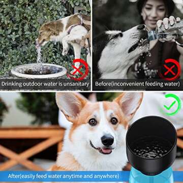 Portable Dog Water Bottle, Foldable Pet Water Bottle for Dog with Water Stop Valve Puppy Travel Walking Hiking Water Bottle, Leak Proof Pet Water Dispenser Lightweight & Convenient for Outdoor(18Oz)