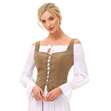Scarlet Darkness Womens Peasant Costume Vest Waistcoat Renaissance Bodice Brown M