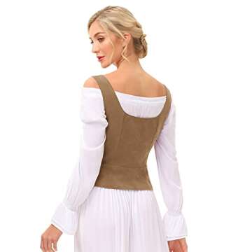 Scarlet Darkness Womens Peasant Costume Vest Waistcoat Renaissance Bodice Brown M
