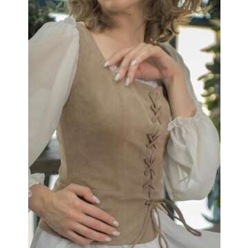 Scarlet Darkness Womens Peasant Costume Vest Waistcoat Renaissance Bodice Brown M