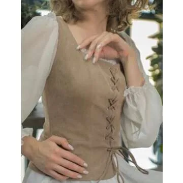 Scarlet Darkness Womens Peasant Costume Vest Waistcoat Renaissance Bodice Brown M