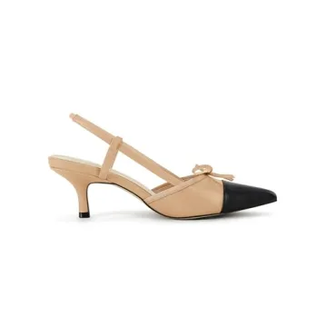 Stylish Coutgo Women's Bow Tie Slingback Kitten Heels