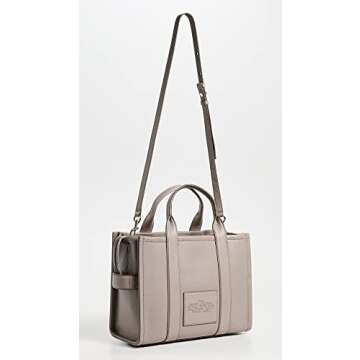 Marc Jacobs Women's The Leather Medium Tote Bag, Cement, Grey, One Size