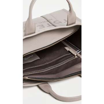 Marc Jacobs Women's The Leather Medium Tote Bag, Cement, Grey, One Size