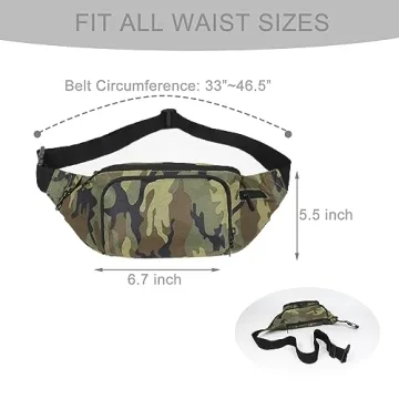 KDWAVE Camo Fanny Pack - Adjustable 4 Pocket Crossbody Bag