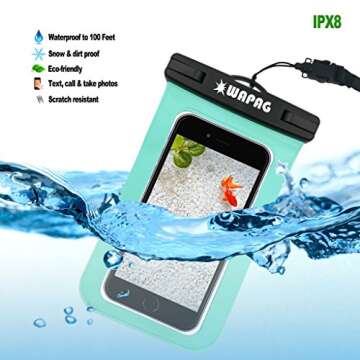 WAPAG Waterproof Bag Case Pouch Fits Swimming Kayaking Boating Skiing IPX8-100Feet (Turquoise)