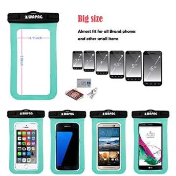 WAPAG Waterproof Bag Case Pouch Fits Swimming Kayaking Boating Skiing IPX8-100Feet (Turquoise)