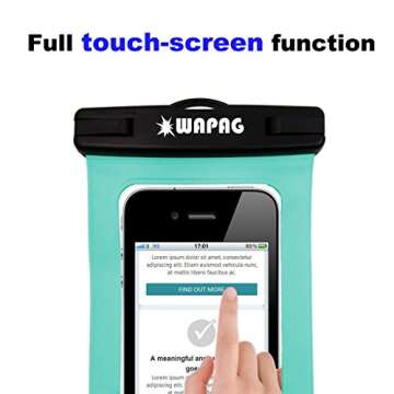 WAPAG Waterproof Bag Case Pouch Fits Swimming Kayaking Boating Skiing IPX8-100Feet (Turquoise)
