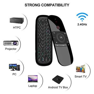 WeChip W1 Universal TV Remote Air Mouse, Wireless Keyboard Fly Mouse 2.4GHz Connection Air Remote Ke...
