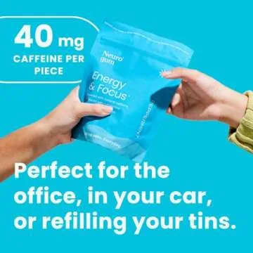 NeuroGum Energy Caffeine Gum - Sugar Free with L-theanine + Natural Caffeine + Vitamin B12 & B6 - No...