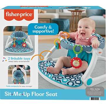 Fisher-Price Portable Baby Chair, Sit-Me-Up Floor Seat with 2 Removable Toys & Washable Seat Pad, Honeycomb