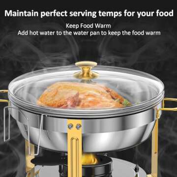 Amhier 5 Qt Chafing Dishes for Buffet with Glass Lid and Holder, Stainless Steel Chafing Dish Buffet...