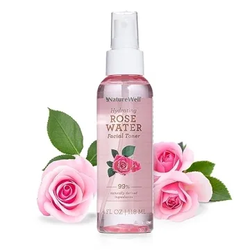 NATURE WELL Rose Water Hydrating Facial Toner Mist for Dewy & Radiant Skin, 100% Vegan, Refreshing, ...