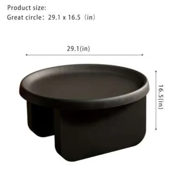 BUZUEY Modern Round Coffee Table,Black Nesting Coffee Tables,Metal Center Table,Unique Circle Coffee Table for Living Room(Black, Great Circle：29.1 x 16.5（in）