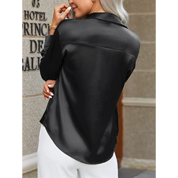 HOTOUCH Women's Satin Button Down Blouse for Stylish Comfort