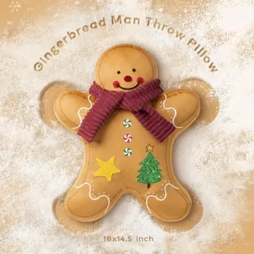 Charming Ashler Gingerbread Man Shaped Pillow for Festive Decor