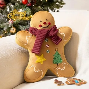 Adorable Ashler Gingerbread Man Pillow for Holidays