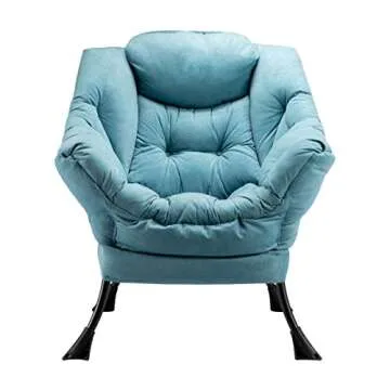 HollyHOME Fabric Large Lazy Chair, Accent Reading Chair, Cozy Lounge Chair with Armrest, Leisure Sofa Chair for Living Room, Bedroom, Dorm, Blue
