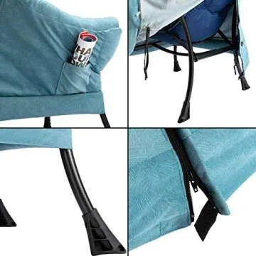 HollyHOME Fabric Large Lazy Chair, Accent Reading Chair, Cozy Lounge Chair with Armrest, Leisure Sofa Chair for Living Room, Bedroom, Dorm, Blue