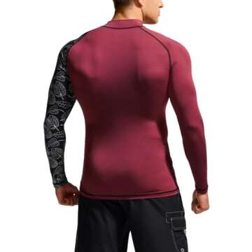 TSLA Men's UPF 50+ Long Sleeve Rash Guard, UV/SPF Quick Dry Swim Shirt, Water Surf Swimming Shirts