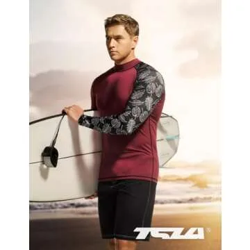 TSLA Men's UPF 50+ Long Sleeve Rash Guard, UV/SPF Quick Dry Swim Shirt, Water Surf Swimming Shirts