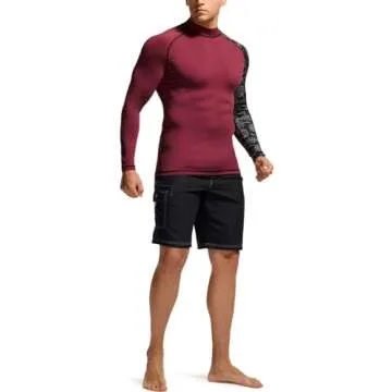 TSLA Men's UPF 50+ Long Sleeve Rash Guard, UV/SPF Quick Dry Swim Shirt, Water Surf Swimming Shirts