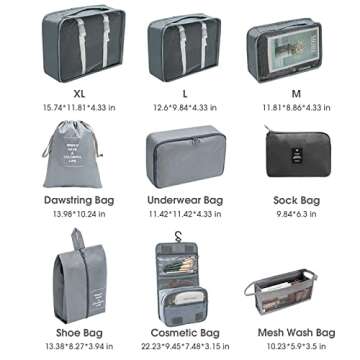 10 PCS Travel Packing Organizers, Luggage Organizers for Suitcase Set, Travel Packing Cubes for Suit...