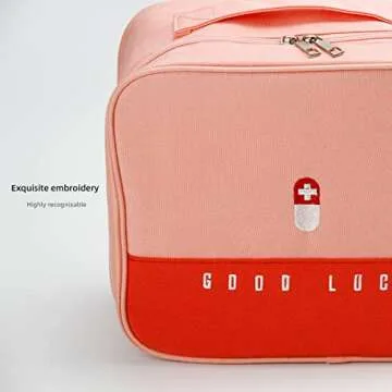 TOPASION Cute Pink Empty First Aid Bags, Travel Medicine Bag for Women and Girls, Medical Supplies Organizer Bag, Portable Kit for Traveling, Car, Home, Camping, Office, Hiking, Outdoor