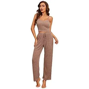 Verdusa Women's 3 Piece Cami Top & Shorts Lounge Sleepwear Pajama Set with Robe