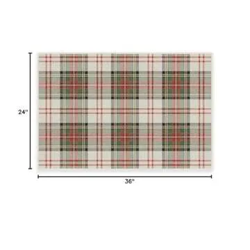 Ruggable Washable 2x3 Area Rug, Plaid, Premium Winter Rugs for Living Room, Bedroom, Kitchen, Office, Classroom with Gripper Non Slip Pad, Dress Stewart Tartan White