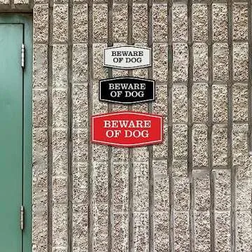 All Quality Fancy Beware of Dog Wall or Door Sign | Durable Material | Home Security Signs | Easy to Install (Black) - Large 1 Pack