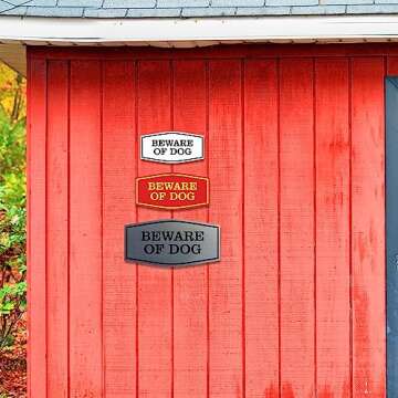 All Quality Fancy Beware of Dog Wall or Door Sign | Durable Material | Home Security Signs | Easy to Install (Black) - Large 1 Pack