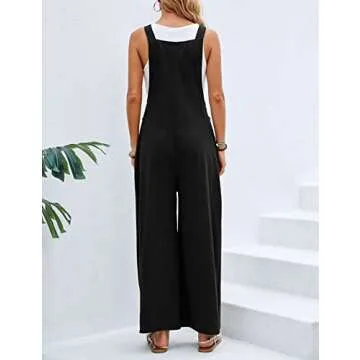 Stylish Cotton Linen Wide Leg Jumpsuit for Women