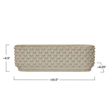 Stoneware Hobnail Window Planter with 3 Sections, Reactive Glaze, White (Each One Will Vary)
