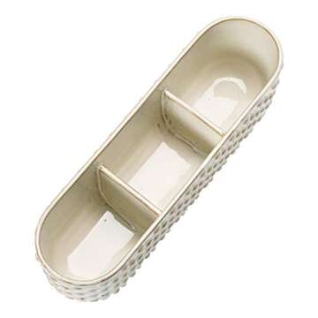 Stoneware Hobnail Window Planter with 3 Sections, Reactive Glaze, White (Each One Will Vary)