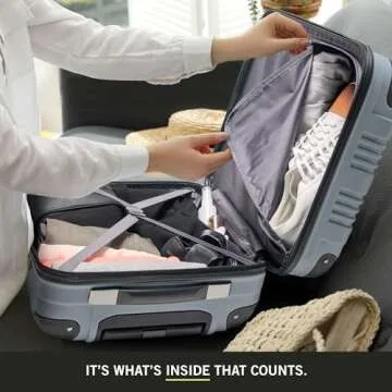 Kenneth Cole REACTION Out of Bounds Lightweight Hardshell 4-Wheel Spinner Luggage, Granite Blue, 20-Inch Carry On