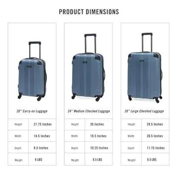 Kenneth Cole REACTION Out of Bounds Lightweight Hardshell 4-Wheel Spinner Luggage, Granite Blue, 20-Inch Carry On