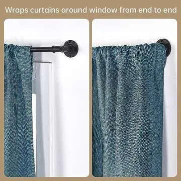 Industrial Curtain Rods for Windows 28 to 48 Inches, Blackout Wrap Around Curtain Rod, for Indoor and Outdoor, 5/8 Inch Diameter, 33 to 45 Inches, Black