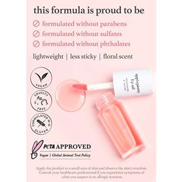 NOONI Vegan Appleseed Lip Oil - Applepeony | Long-Lasting, Moisturizing, Plumping, Revitalizing for ...