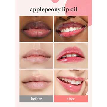 NOONI Vegan Appleseed Lip Oil - Applepeony | Long-Lasting, Moisturizing, Plumping, Revitalizing for Dry Lips, Waterproof, No Peel Off, Korean Tint, Hydrating, Nourishing Crystal Clear, 0.12 FL Oz