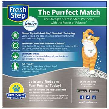 Fresh Step Odor Shield Clumping Litter With Febreze Freshness, Continuous Cat Litter Odor Eliminator, 25 lb. Box