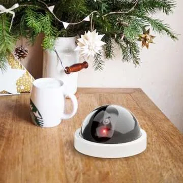 WALI Dummy Fake Security CCTV Dome Camera with Flashing Red LED Light with Security Alert Sticker Decals (SDW-4), 4 Packs, White