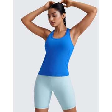 CRZ YOGA Womens Seamless Racerback Tank Scoop Neck Breathable Running Workout Tops Athletic Gym Slee...