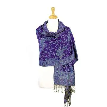 PASKMLNA Reversible Paisley Pashmina Shawl Wrap Elegant Colors (023-26Violet)