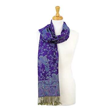 PASKMLNA Reversible Paisley Pashmina Shawl Wrap Elegant Colors (023-26Violet)