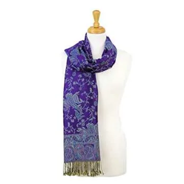 PASKMLNA Reversible Paisley Pashmina Shawl Wrap Elegant Colors (023-26Violet)